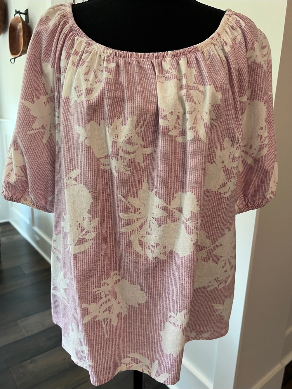 LOFT Lilac Off-Shoulder Floral Peasant Tunic